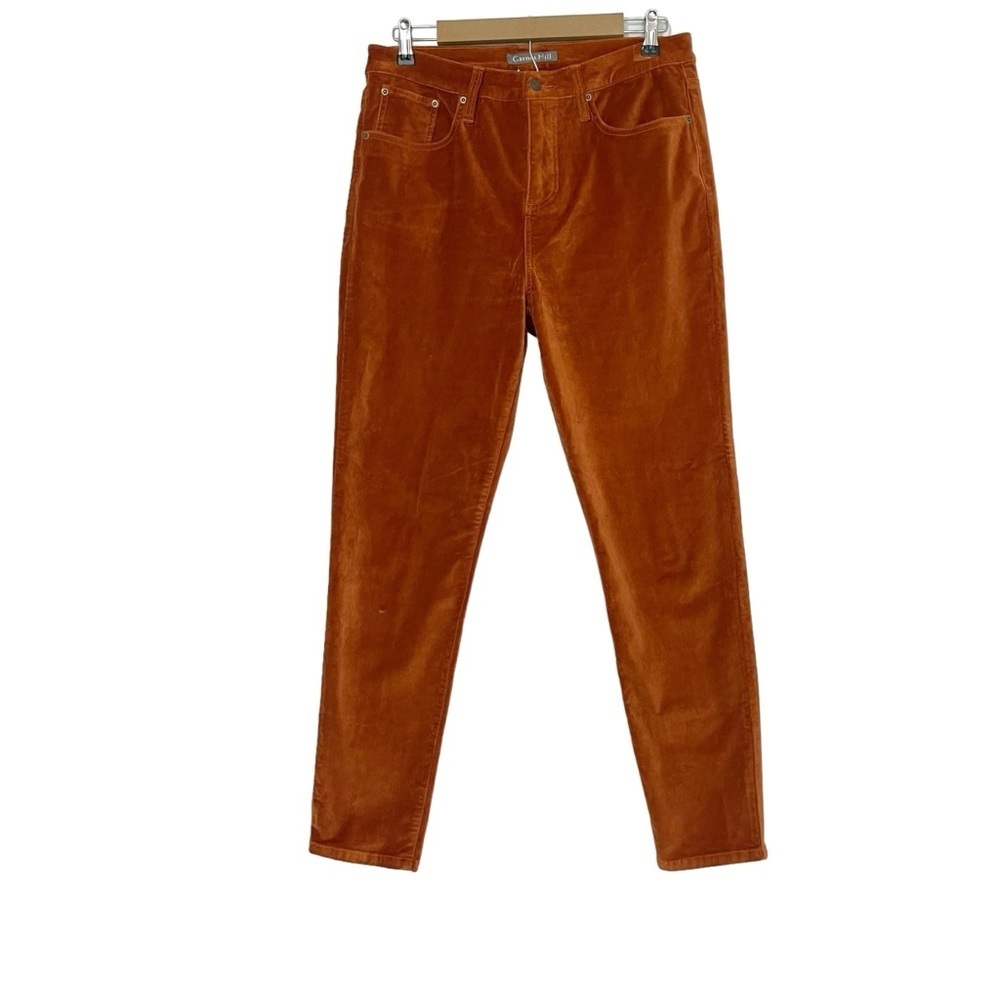 Garnet Hill Orange Velour Skinny Jeans Boho Hippie Colorful Classic Fall